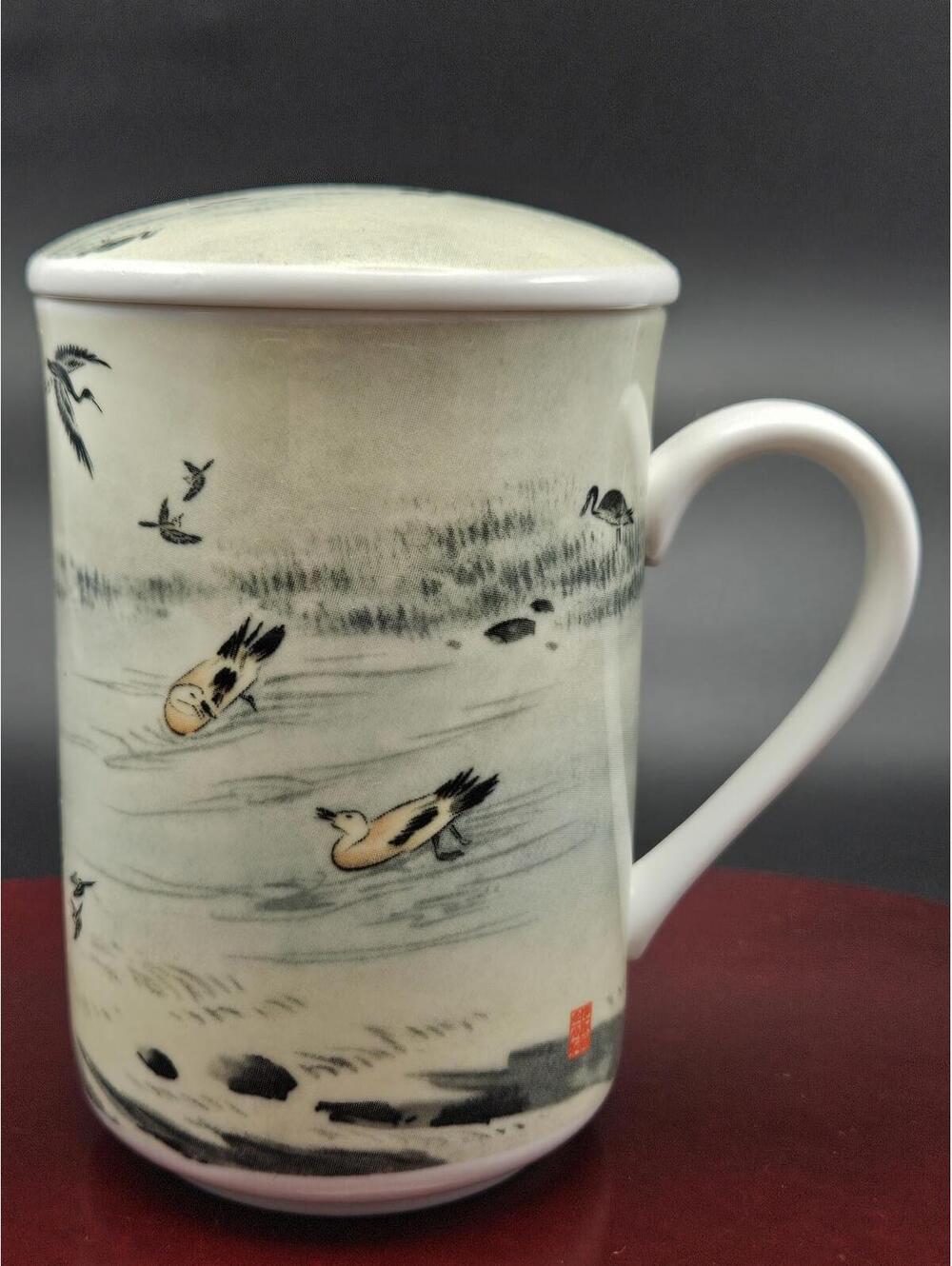Hankook Playing Ducks Lidded Mug 4.5. x 3 In Hi-Tech China Korea